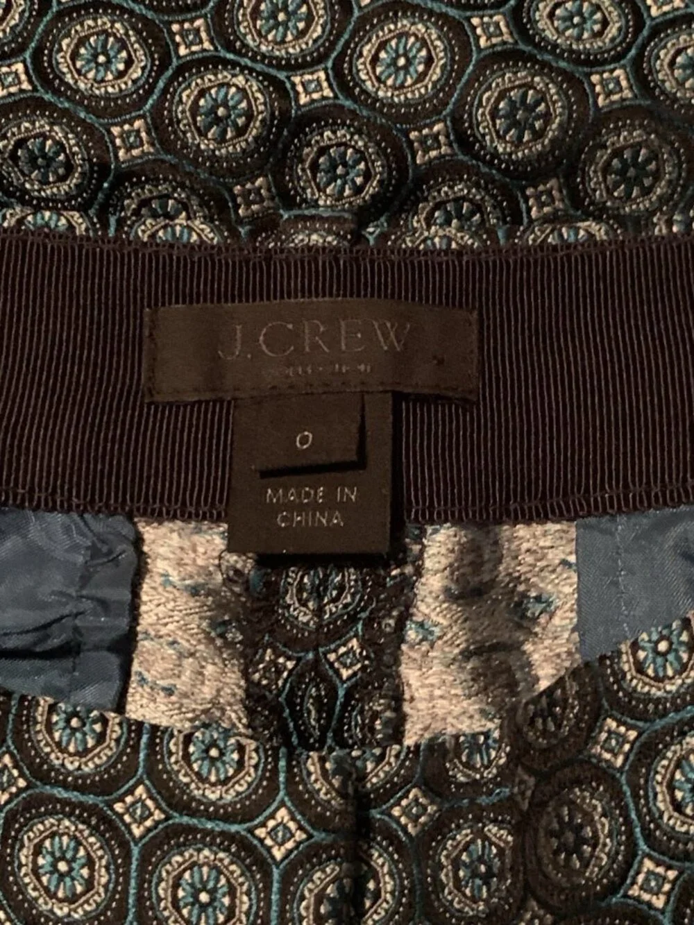 J.Crew Collection Women’s 0 Ankle 100% Silk Pants Brocade Foulard Style Designer